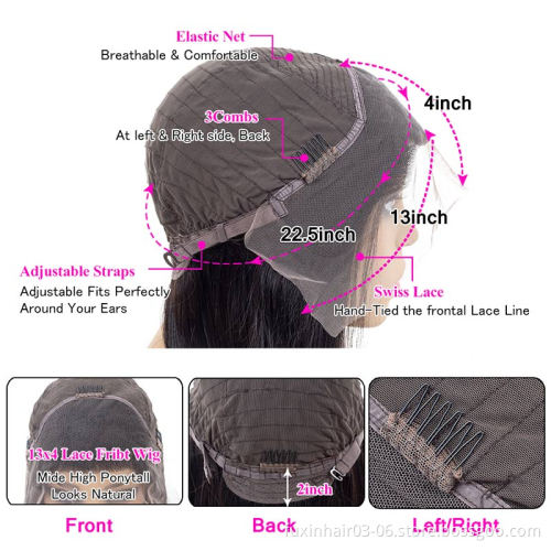 13x4 Short Bob Wig Brazilian Virgin Natural Human Hair Lace Front Glasses Straight Bob Lace Wig For African American Black Women
